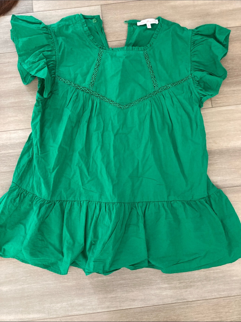 Ces Femme Bright Green Ruffle Sleeve Peasant Top